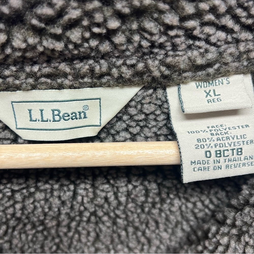 LL Bean Coat Womens XL Brown Faux Suede Sherpa Lined Shearling Jacket - Picture 7 of 11